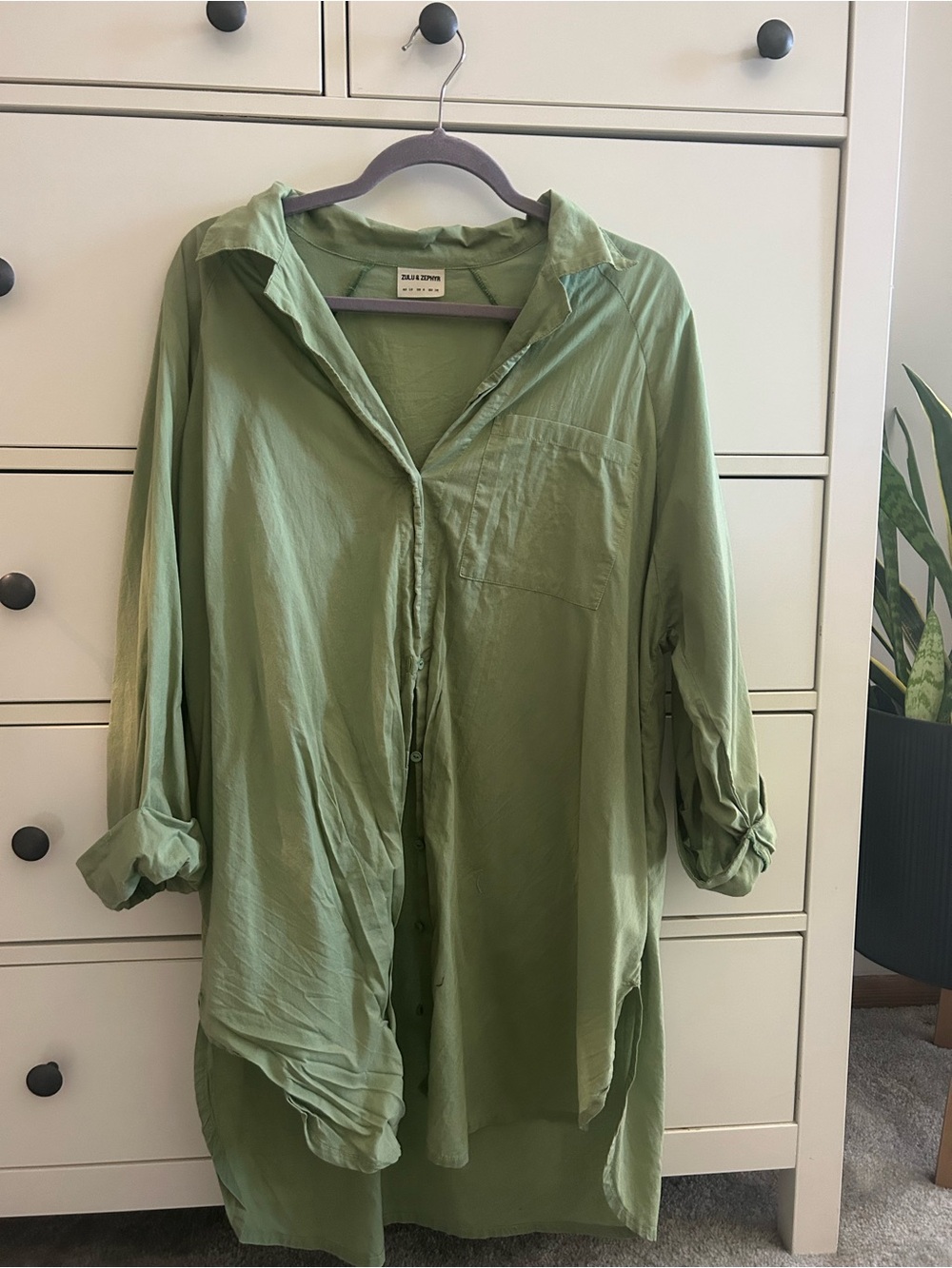 Zulu & Zephyr Green Oversized Shirt Coverup